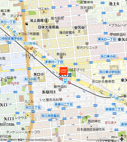 まいばすけっと矢口渡駅北店付近の地図